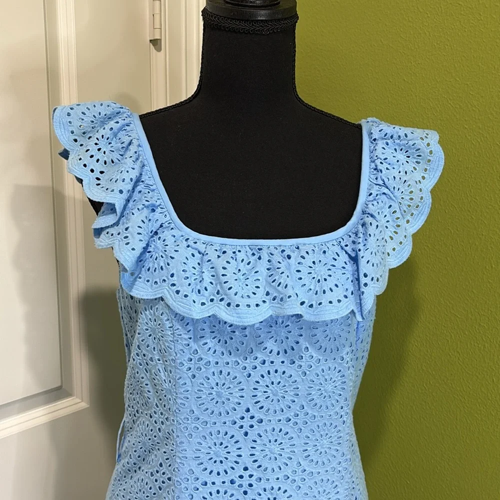 Lilly Pulitzer Ryann Eyelet Shift Dress Frenchie Blue Kaleidoscope NWT S… - Picture 6 of 14